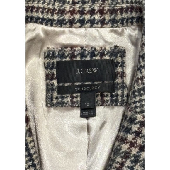 J Crew School Boy Blazer 10 Plaid Houndstooth Wool Blend Academia Preppy - Picture 8 of 12